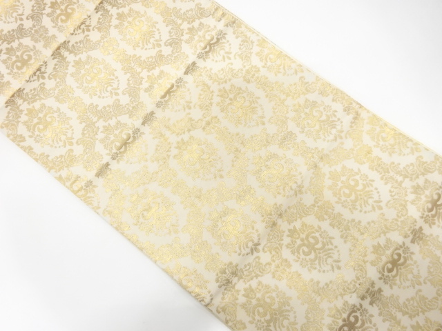 JAPANESE KIMONO / ANTIQUE FUKURO OBI / SILK / WOVEN FLORAL PLANTS